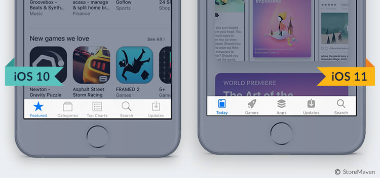iOS 11 App Store Updates and Its Impact on App Discovery 3 IOS 10 vs IOS 11
