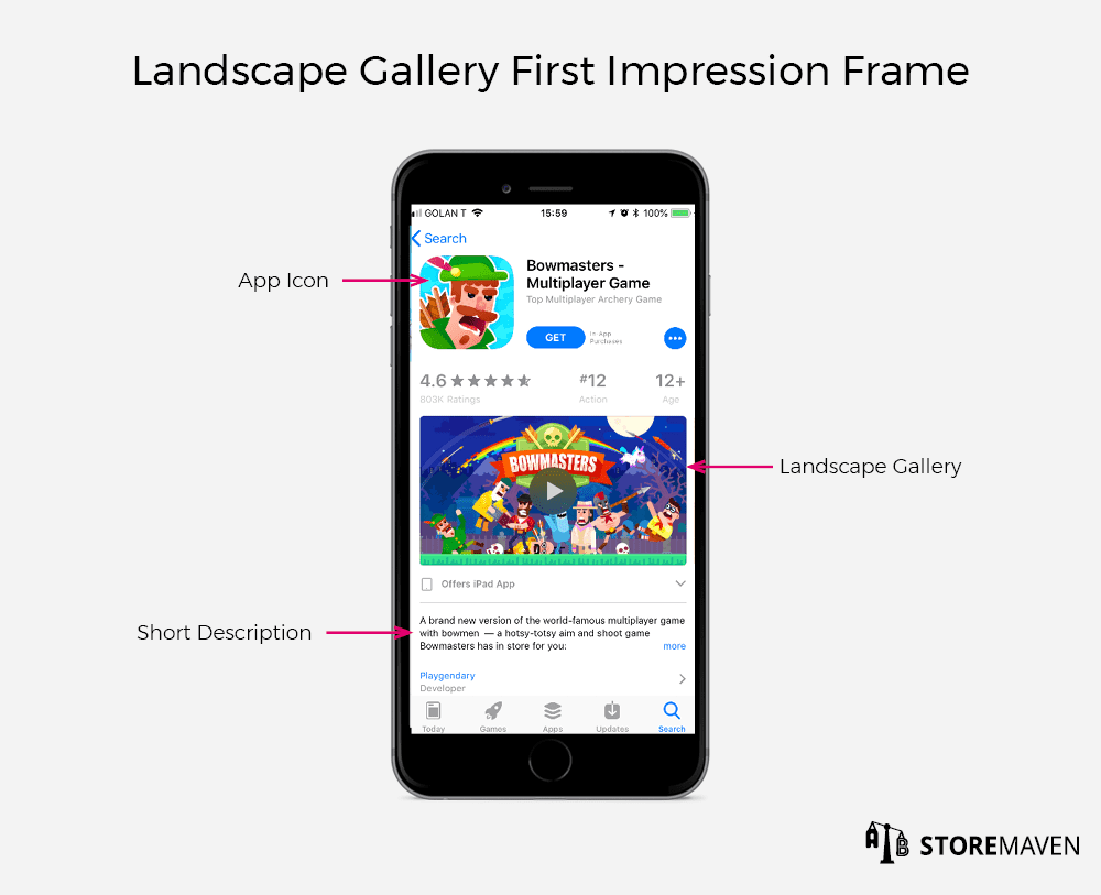 Apple App Store Gallery: Landscape vs Portrait (Which is Best for Your CVR?) 4 Landscape Gallery First Impression Frame