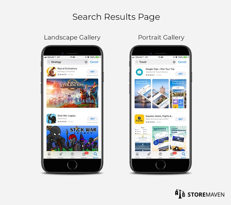 App Store Screenshots Best Practices 2 ASO Screenshots best practices for the App Store search results page: Landscape vs Portrait
