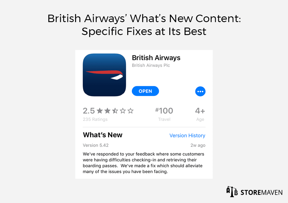 British Airways' What's New Content: Specific Fixes at Its Best