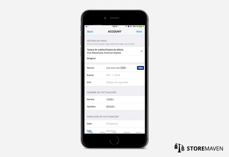 iOS App Store Localization: Exit Credit Card Page